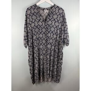 KIN John Lewis Tunic Dress UK 12 Oversized Navy Print Pockets Lagenlook Boho